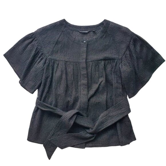 Samuel Dong Black Blouse Size M - Picture 1 of 7